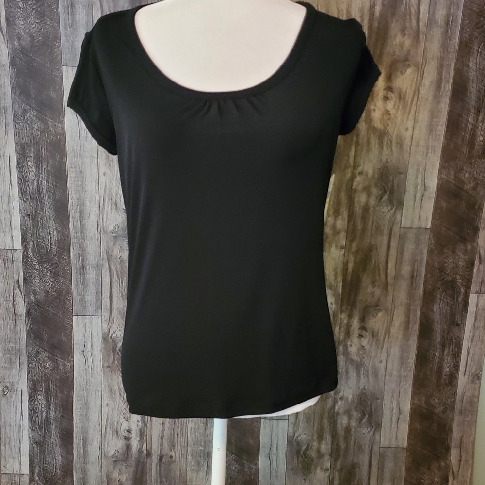 Van Heusen Black Fitted Cap Sleeve Womens Blouse